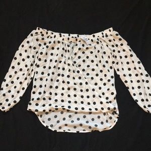 Off-the-shoulder polka dot top